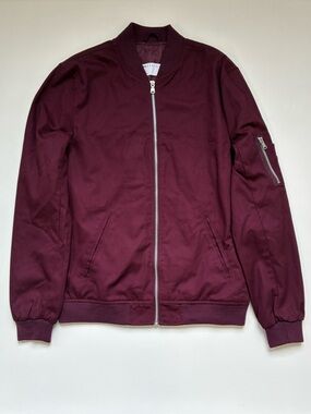 ASOS Men's Classic Bomber Jacket - Burgundy / Maroon - Size S